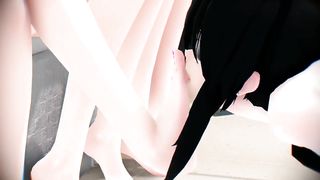 MMD Lezdom Lesbian Foot Domination Slave Trample 3 Sailor Girls Mistress