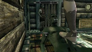 Footjob and Anal for ORK by Slave Girl Harper.(Skyrim)