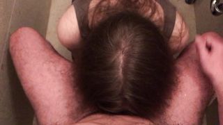 Amateur Brunette Slave Girl Blowjob, Mouthfuck in the Toilet