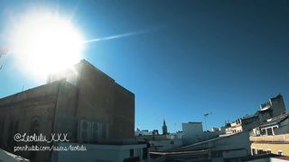 Holiday blowjob deepthroat on the terrace squirt