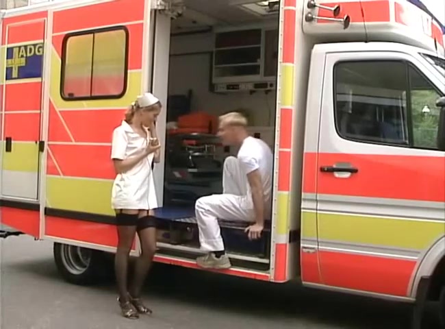 Young nurse getting fucked in ambulance car