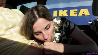Secretary and Boss - Fantasy Public Blowjob in Car at Ikea Parking
