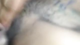 Ebony Cums On White Dick