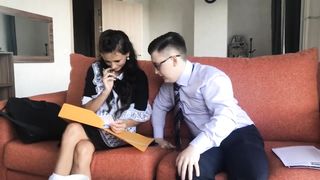 Shy Petite Brunette Maid Gets Cock From Behind - Watch Part 2 on maidpornvideos.com