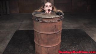 Teen sub dominated with open mouth gags