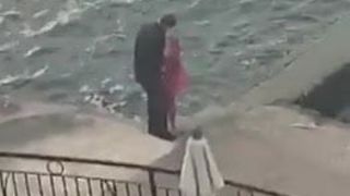 Public fuck and cum face