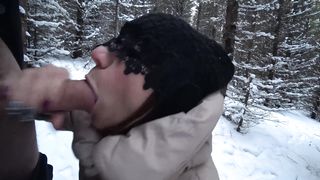 Hot and Fast Oral CREAMPIE in the Frosty Forest