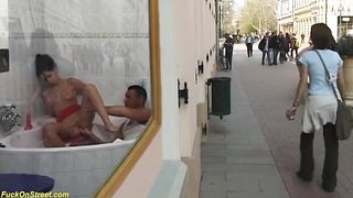 rough anal at public shopping street